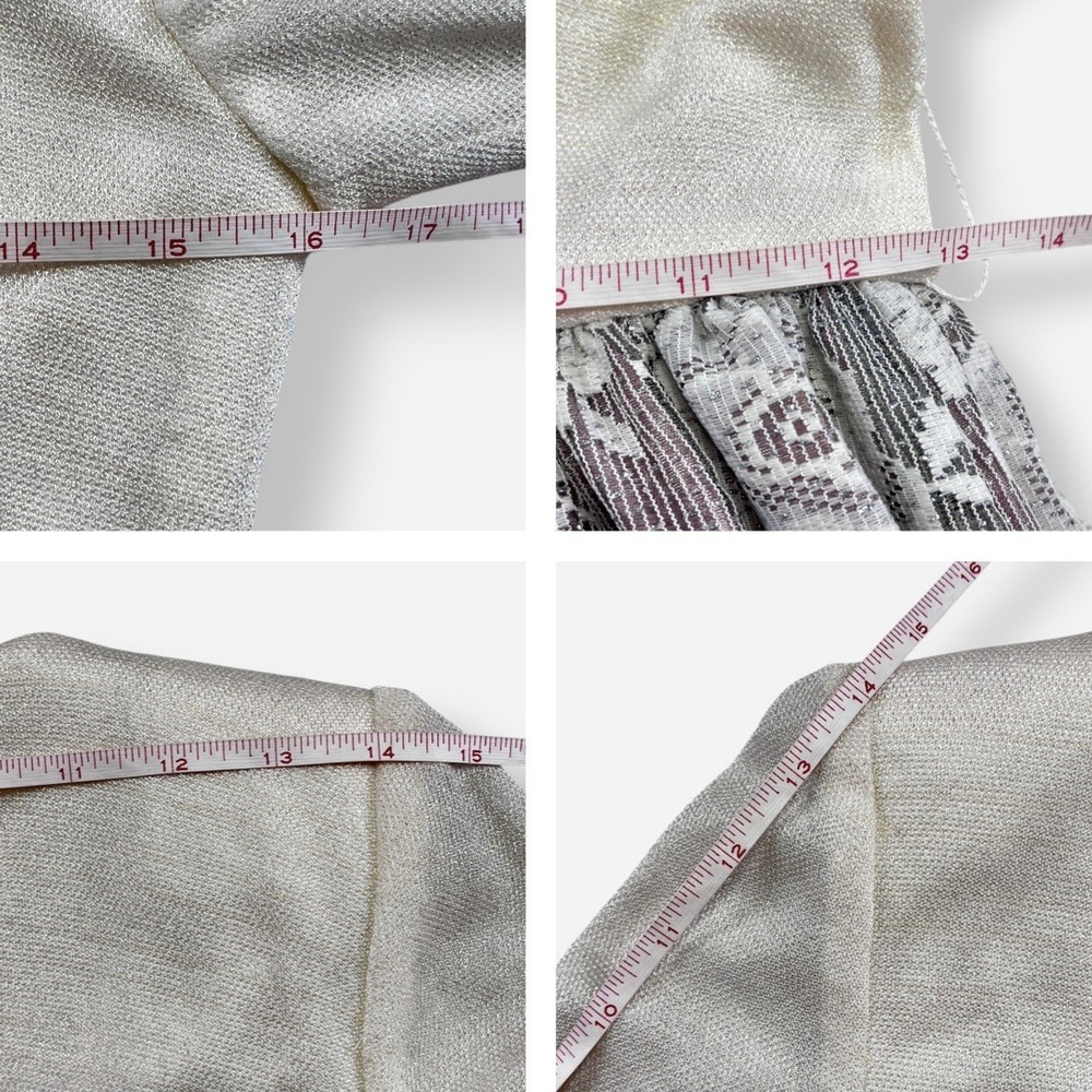 Vintage En Francais‎ by Huey Waltzer Midi Dress Lace Cream Half Sleeve Purple - Picture 12 of 12